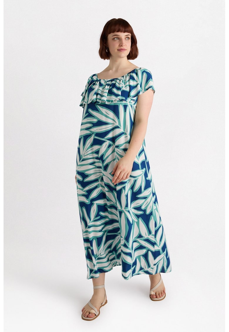 Дълга рокля с голи рамене - Зелен/Тъмносин Fiorella Rubino