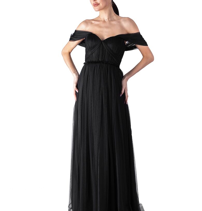 Дълга рокля с голи рамене - Черен Acob a porter