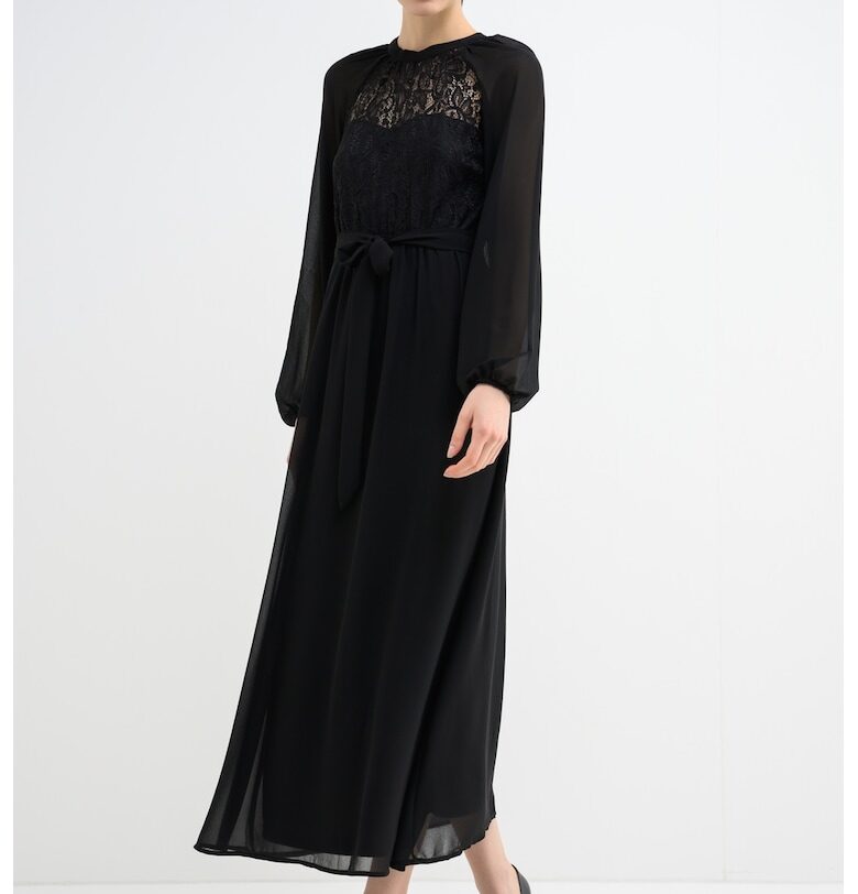 Дълга рокля с дантела - Черен Vila