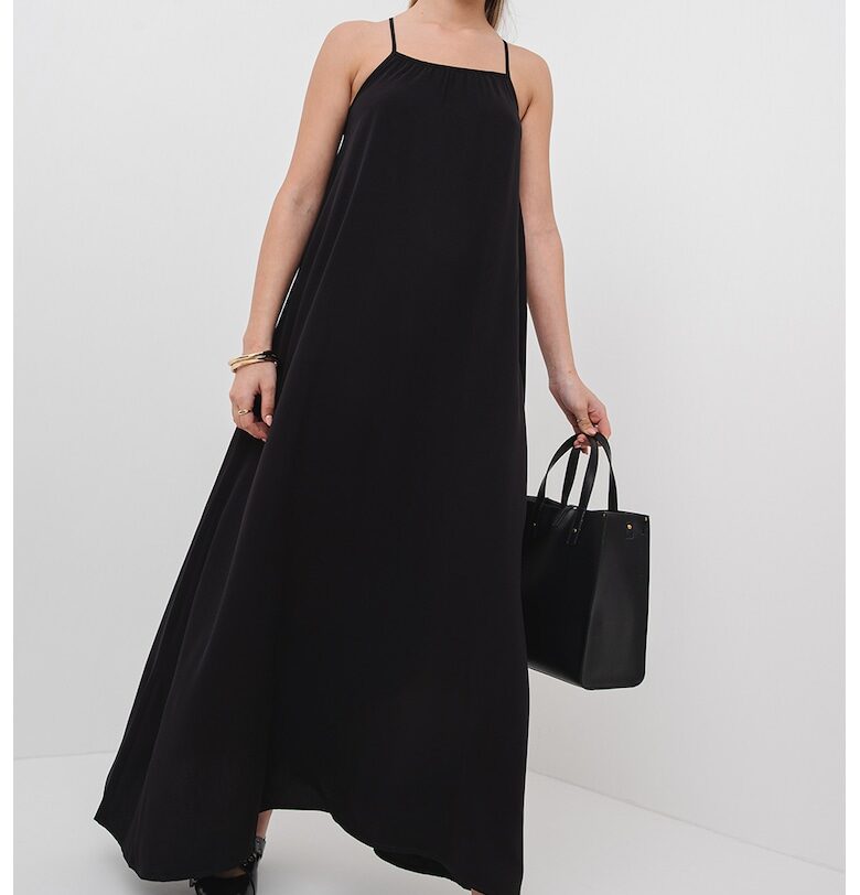 Дълга рокля с квадратно деколте - Черен Only