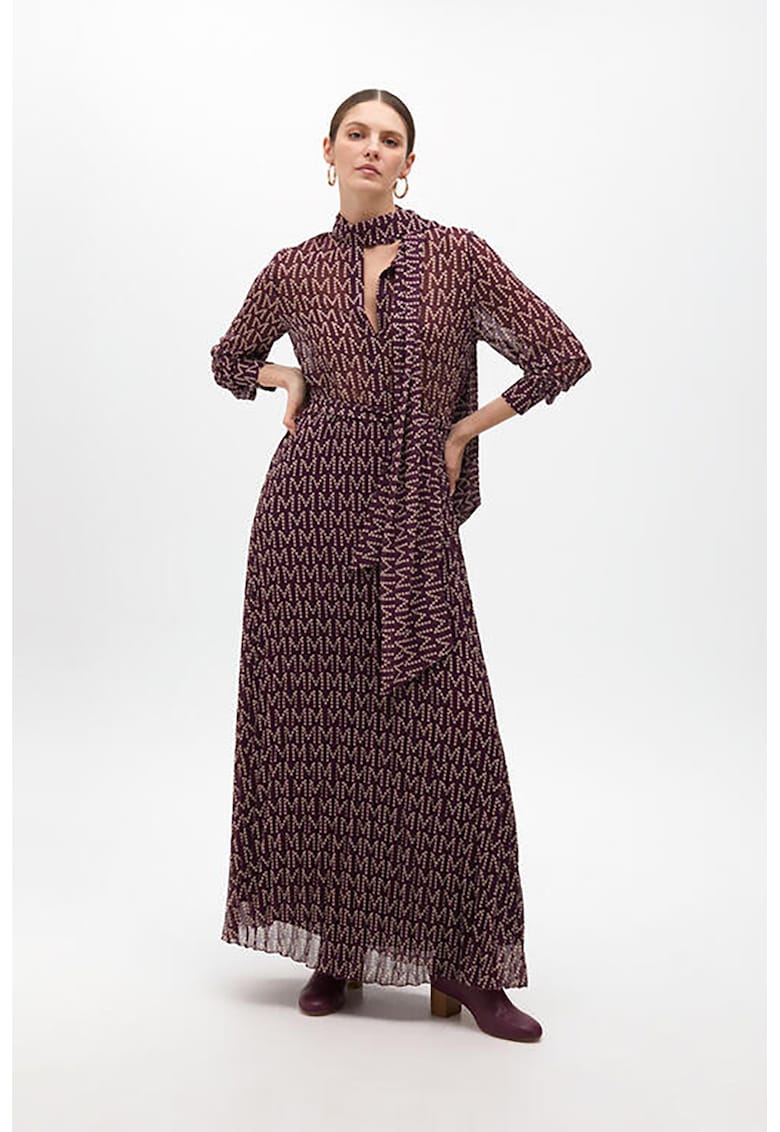 Дълга рокля с лого - Слонова кост/Тъмновиолетов Lola casademunt