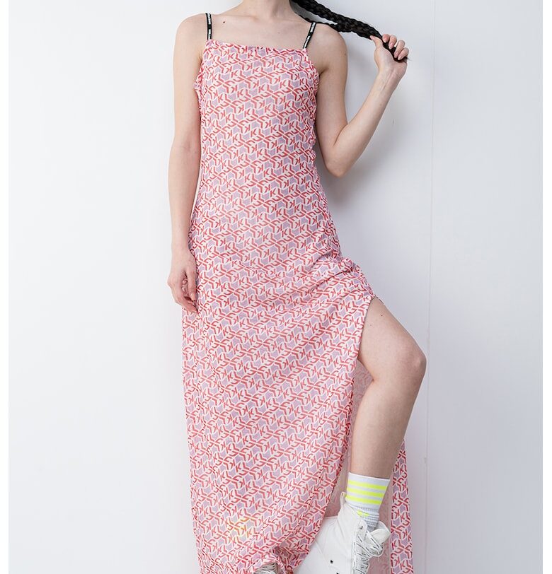 Дълга рокля с монограми - Светлолилав/Корал KARL LAGERFELD JEANS