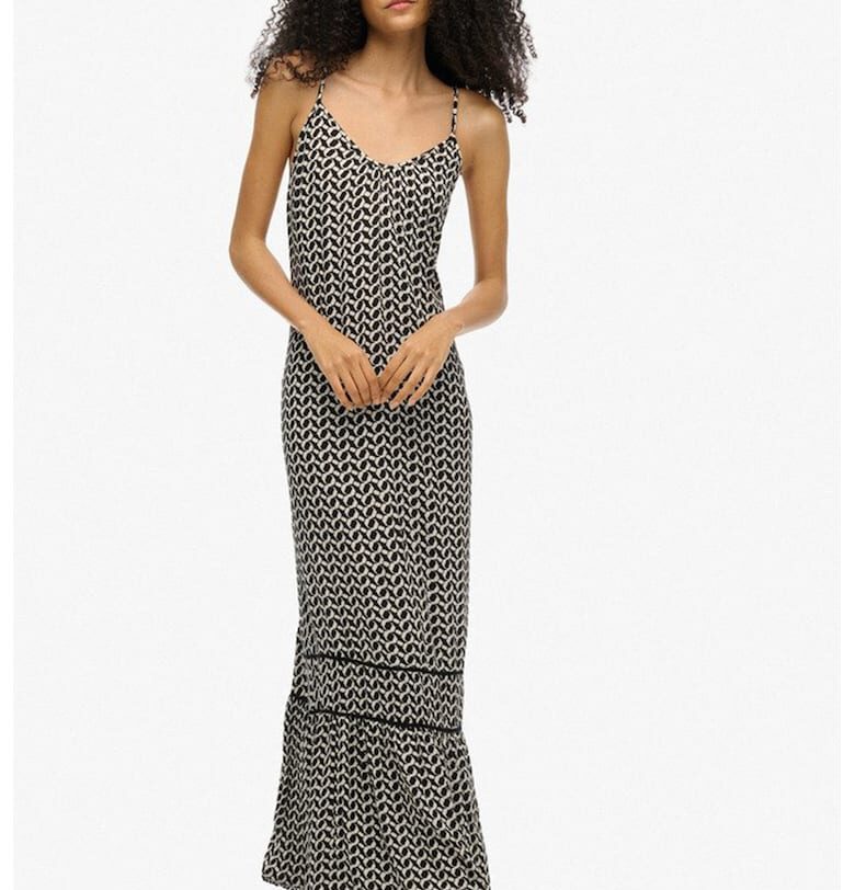 Дълга рокля с отвор на гърба - Бял/Черен Superdry  Co