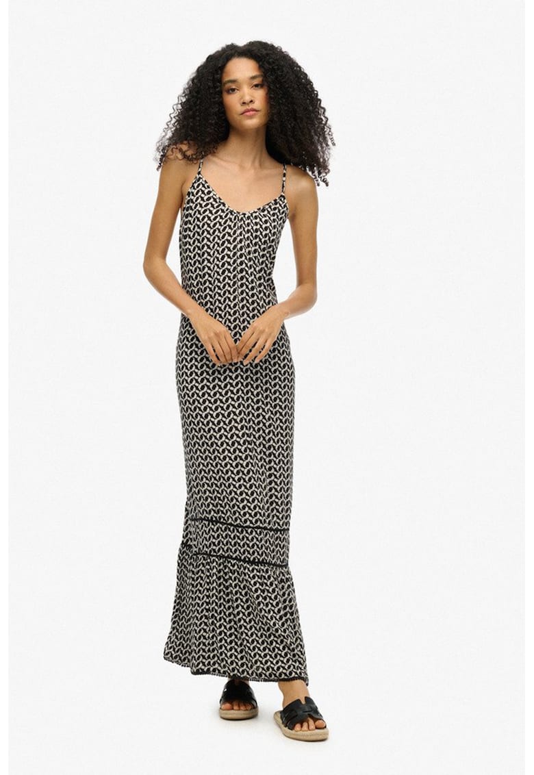 Дълга рокля с отвор на гърба - Бял/Черен Superdry Co