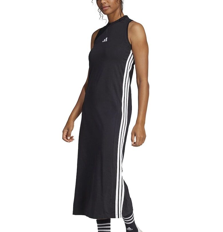 Дълга рокля с памук и цепка встрани - Черен adidas Sportswear