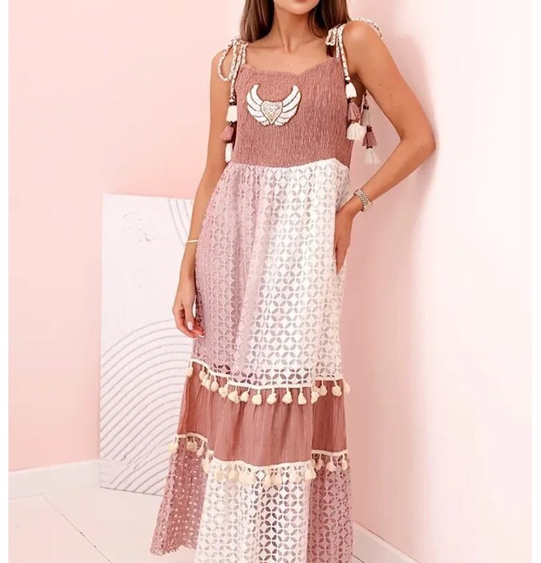 Дълга рокля с пискюли - Един размер Kesi