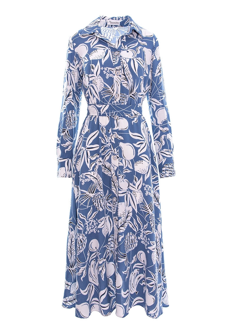 Дълга рокля с принт - Лавандула/Бял Couture de Marie