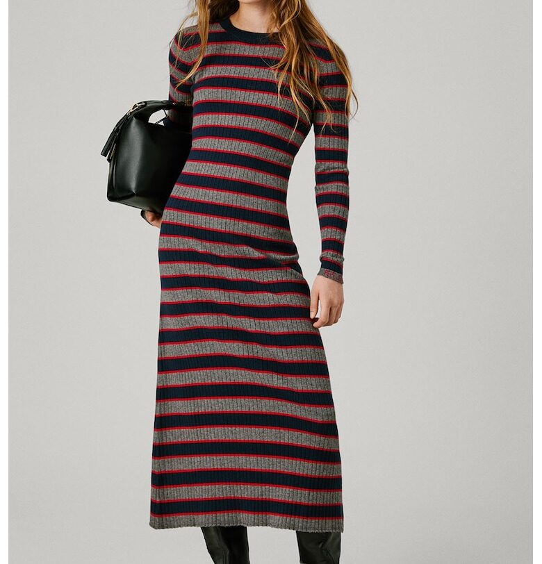 Дълга рокля с райе - Червен/Сив меланж/Тъмносин Pepe Jeans London