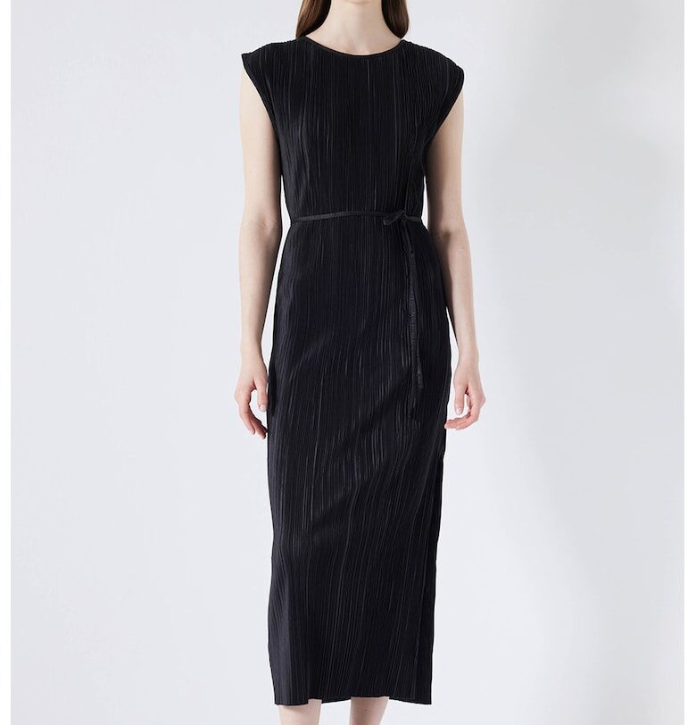 Дълга рокля с рипс - Черен Ipekyol