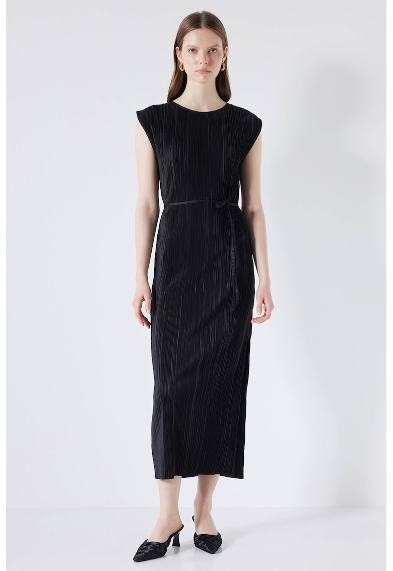 Дълга рокля с рипс - Черен Ipekyol