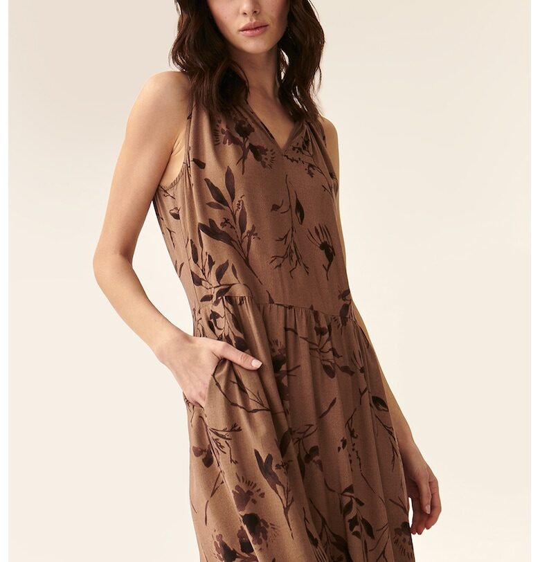Дълга рокля с флорален десен - Кафяв Tatuum