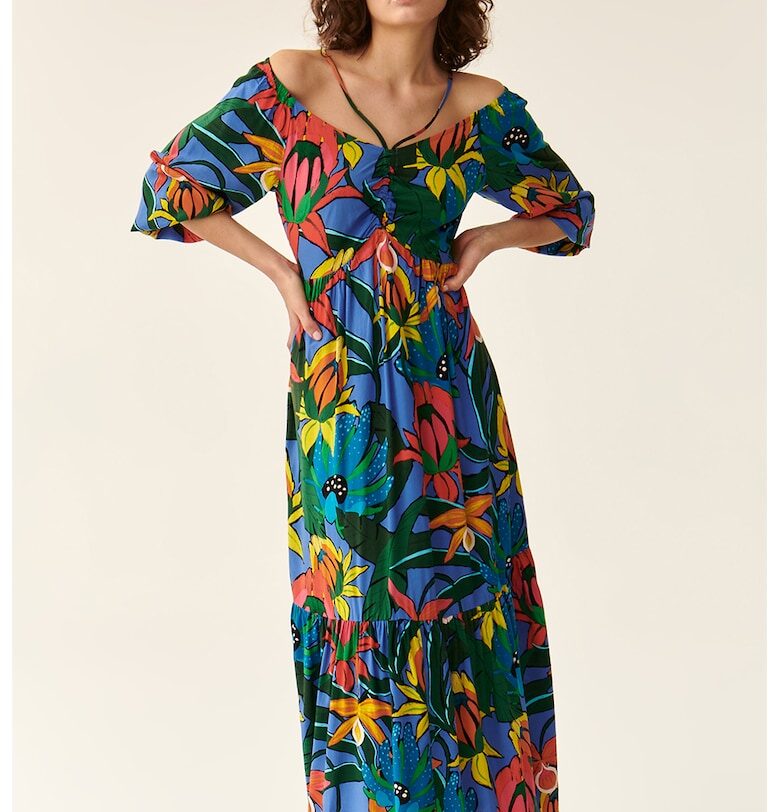 Дълга рокля с флорален десен - Многоцветен Tatuum