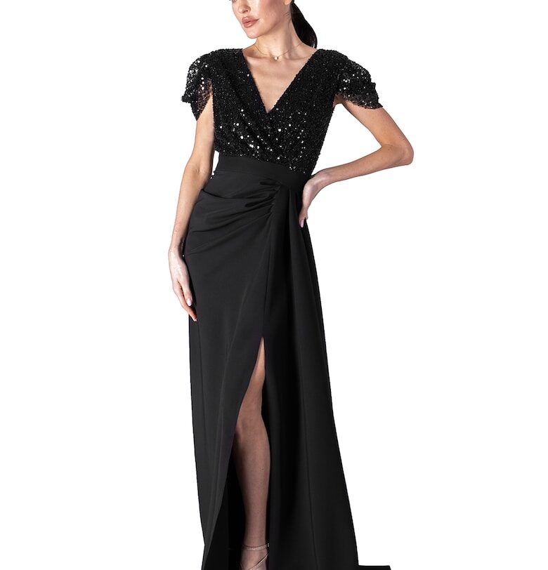 Дълга рокля с цепка встрани - Черен Acob a porter