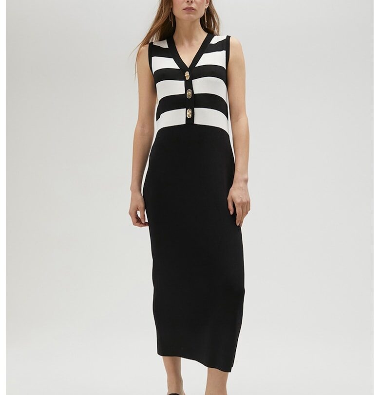 Дълга рокля с шпиц - Бял/Черен Lola casademunt