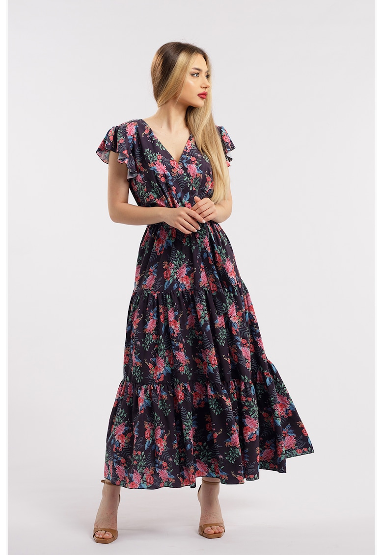 Дълга рокля с шпиц - Розово/Тъмносин CAMISSI