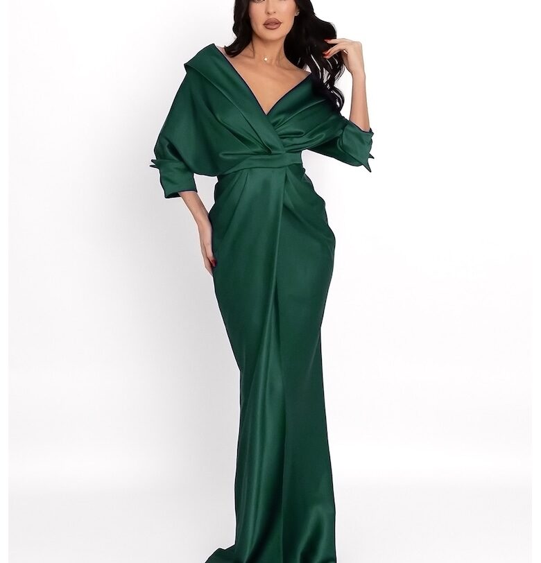 Дълга рокля с шпиц - Тъмнозелен Acob a porter