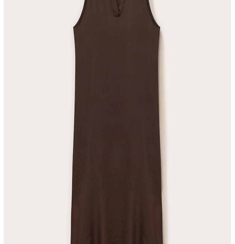 Дълга рокля с яка - Тъмнокафяв Motivi
