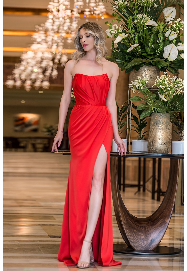 Дълга сатенена рокля - Червен CASA DE MODA VIGO