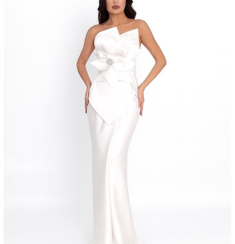 Дълга сатинирана рокля - Бял Acob a porter