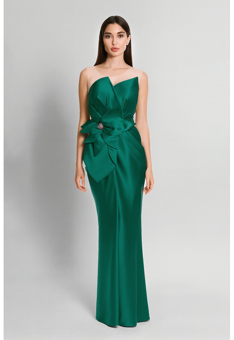 Дълга сатинирана рокля - Зелен Acob a porter