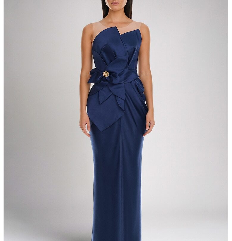 Дълга сатинирана рокля - Тъмносин Acob a porter