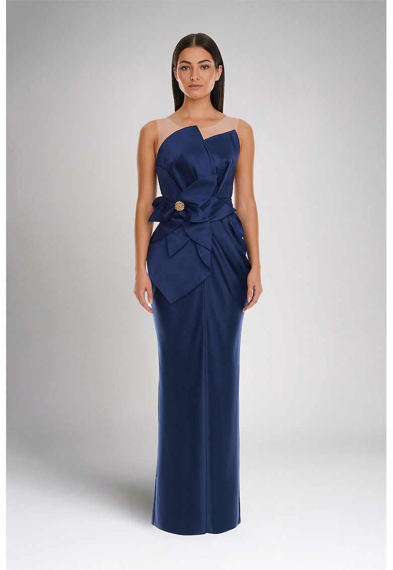 Дълга сатинирана рокля - Тъмносин Acob a porter