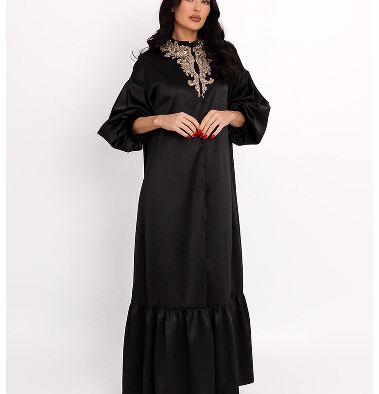 Дълга сатинирана рокля - Черен Acob a porter