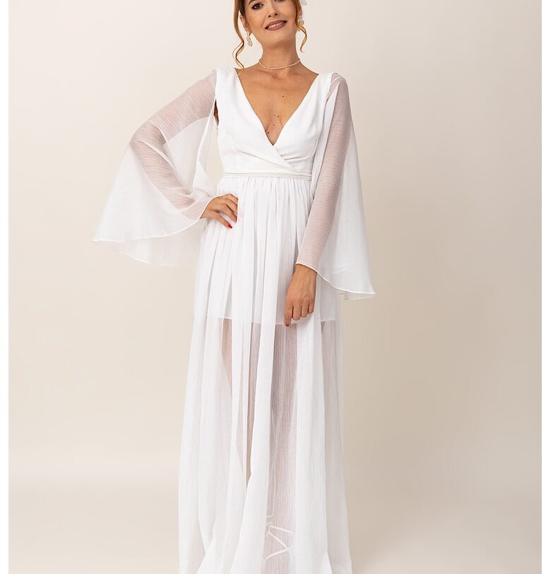 Дълга шпиц рокля - Бял Ilona Andreoiu