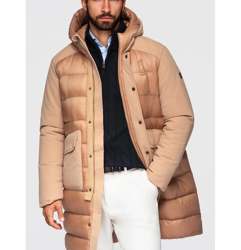 Дълго ватирано яке с големи джобове  OM-JALJ-0308 - Камел OMBRE