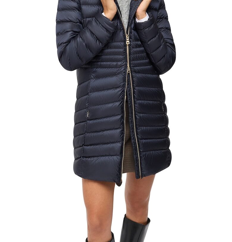 Дълго зимно капитонирано яке с качулка - Тъмносин Geox