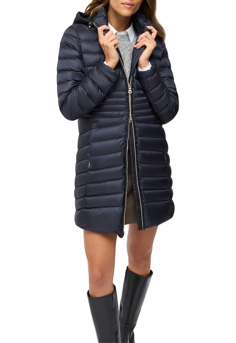 Дълго зимно капитонирано яке с качулка - Тъмносин Geox