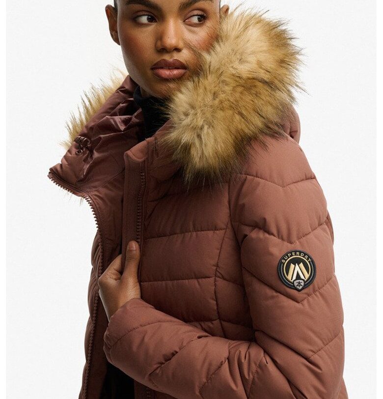 Дълго зимно яке Fuji с качулка - Прашно розово Superdry  Co