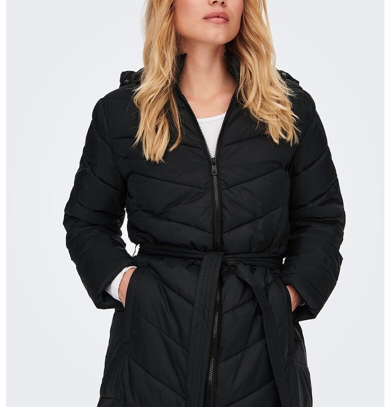 Дълго зимно яке Maggie с качулка - Черен Only