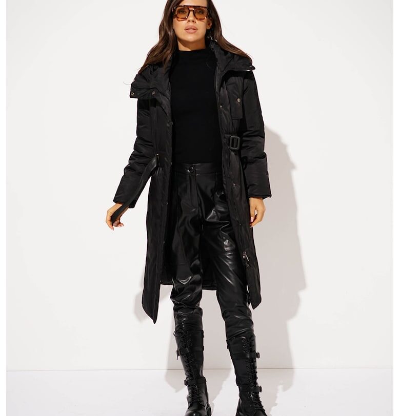 Дълго зимно яке Mayra с качулка - Черен Hermosa