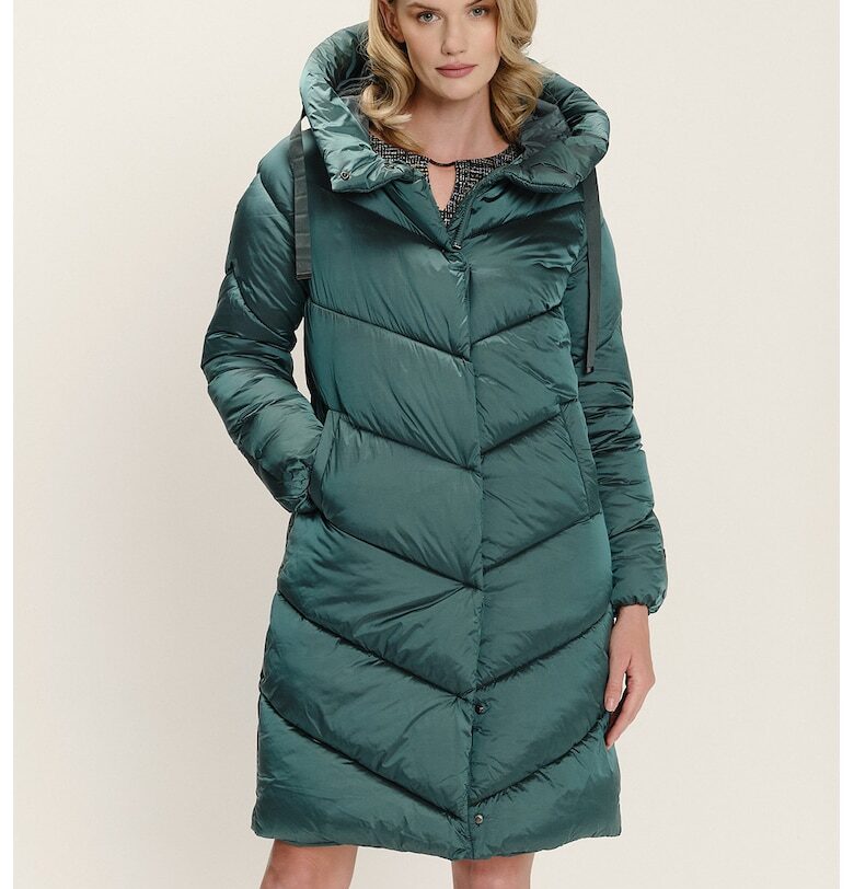 Дълго зимно яке с качулка - Аква зелено GreenPoint