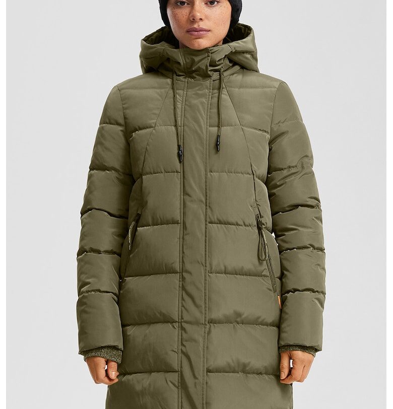 Дълго зимно яке с качулка - Каки QS