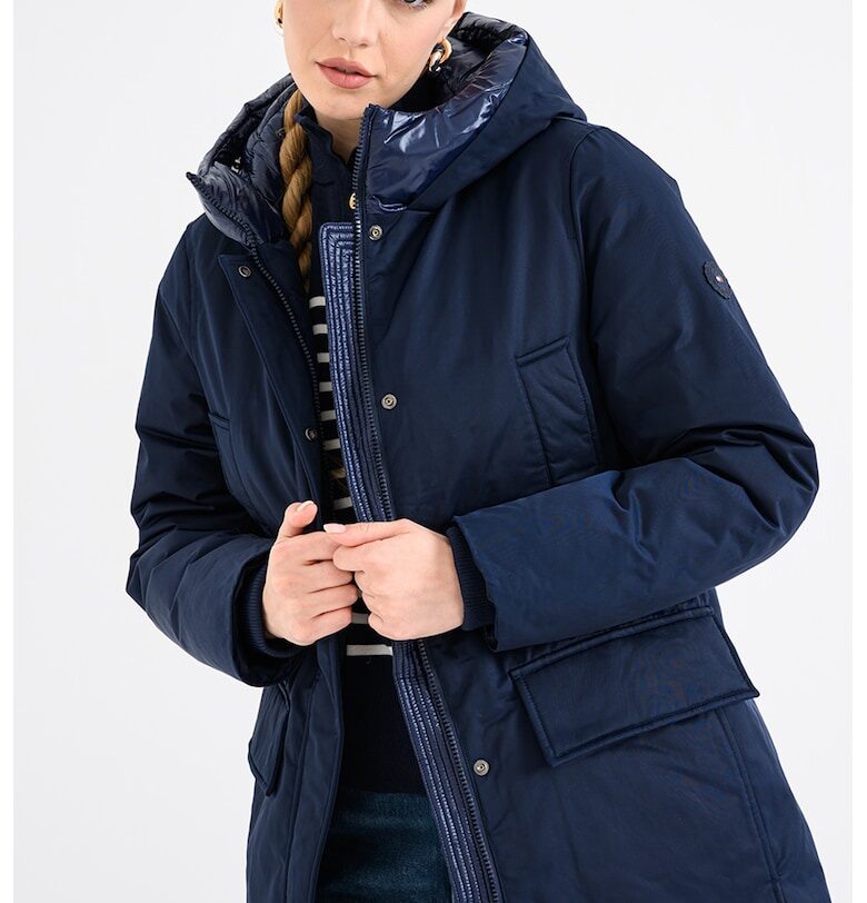 Дълго зимно яке с качулка и джобове с капаче Tommy Hilfiger