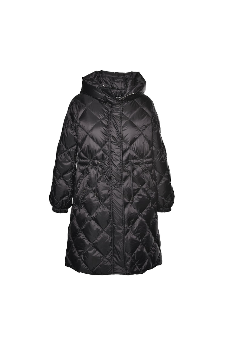 Дълго зимно яке с пухена вата и регулируема талия - Черен Baldinini
