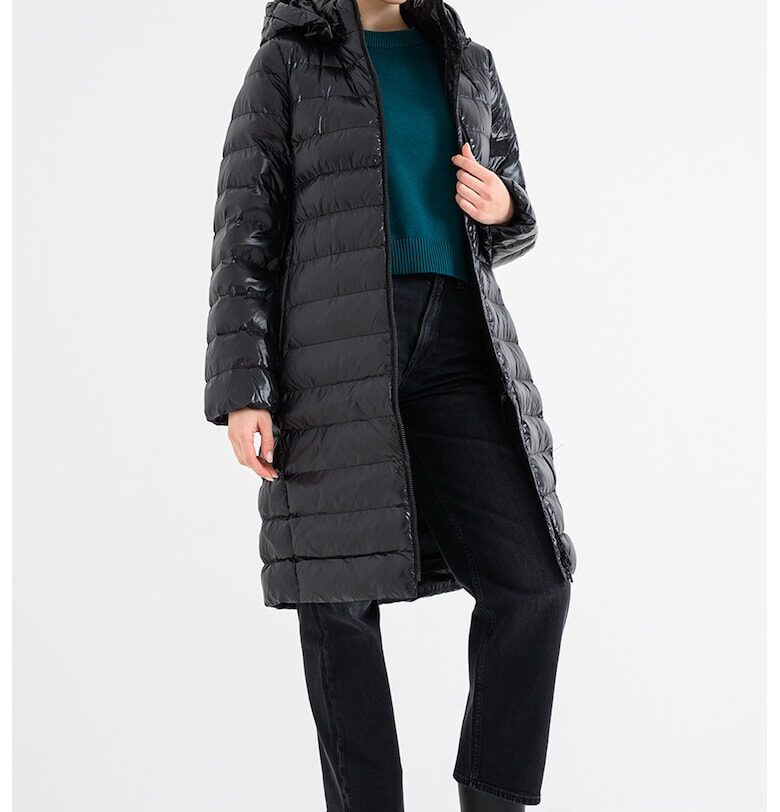 Дълго зимно яке с цип - Черен CALVIN KLEIN