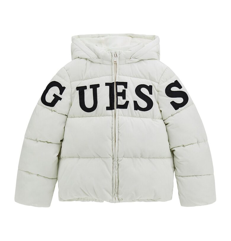 Дълго зимно яке с шарка - Черен/Мръснобял GUESS KIDS