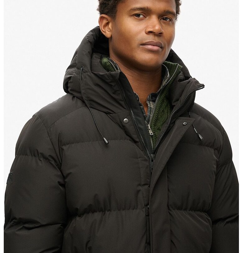 Дълго капитонирано зимно яке - Черен Superdry  Co