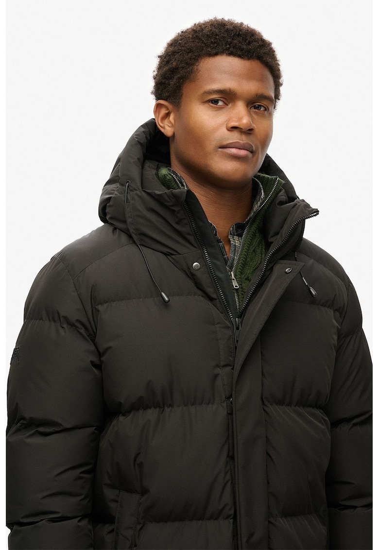 Дълго капитонирано зимно яке - Черен Superdry Co
