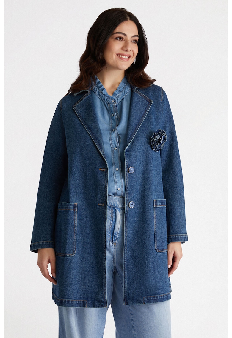 Дълго палто от деним - Тъмносин Fiorella Rubino