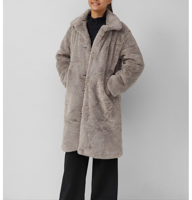 Дълго плюшено палто - Сиво-кафяв sOliver
