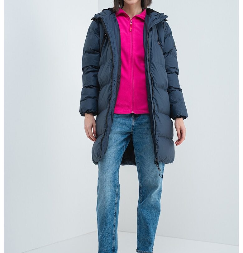 Дълго подплатено зимно яке Adrianna с качулка - Тъмносин Geo Norway