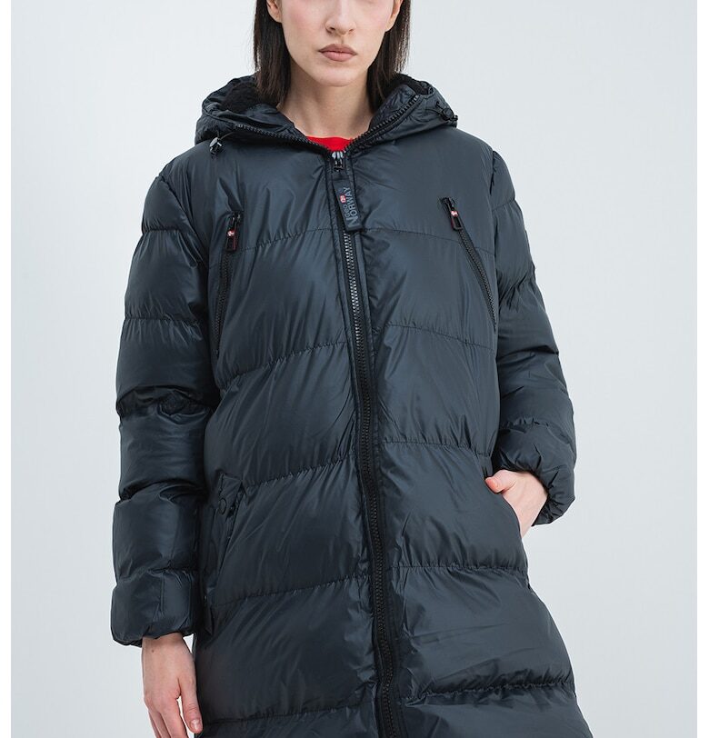 Дълго подплатено зимно яке Adrianna с качулка - Черен Geo Norway