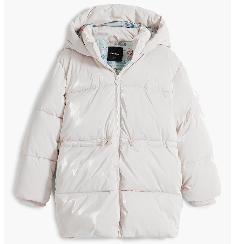 Дълго подплатено яке с качулка - Мръснобял DESIGUAL
