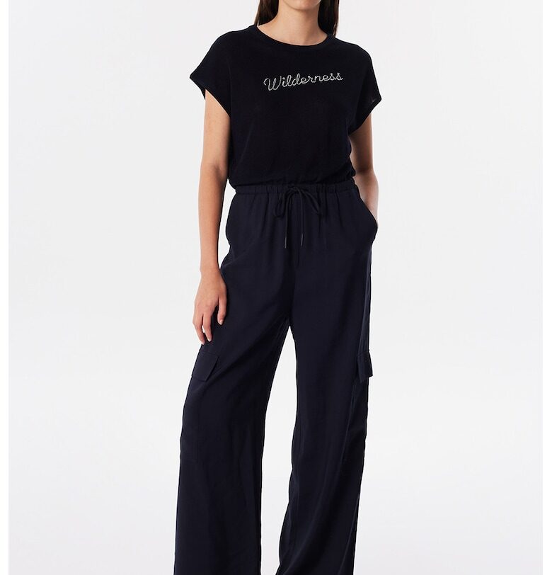 Дълъг гащеризон с дизайн 2 в 1 - Черен TWIST