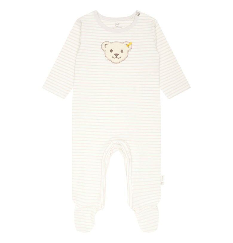 Дълъг гащеризон тип ританки 13319 с райе - Бял/Бежов Steiff