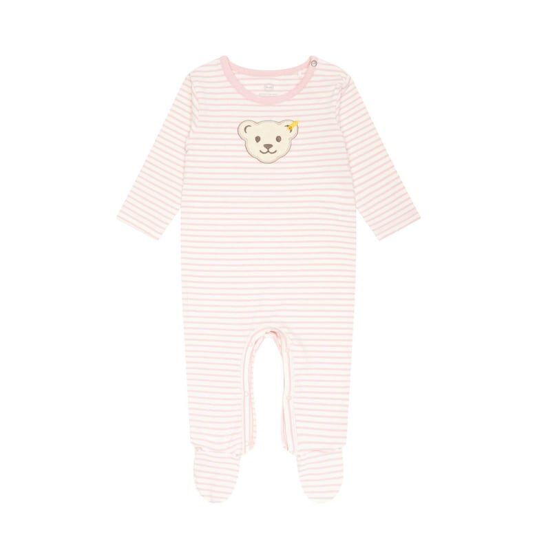 Дълъг гащеризон тип ританки 13319 с райе - Бял/Прашно розово Steiff